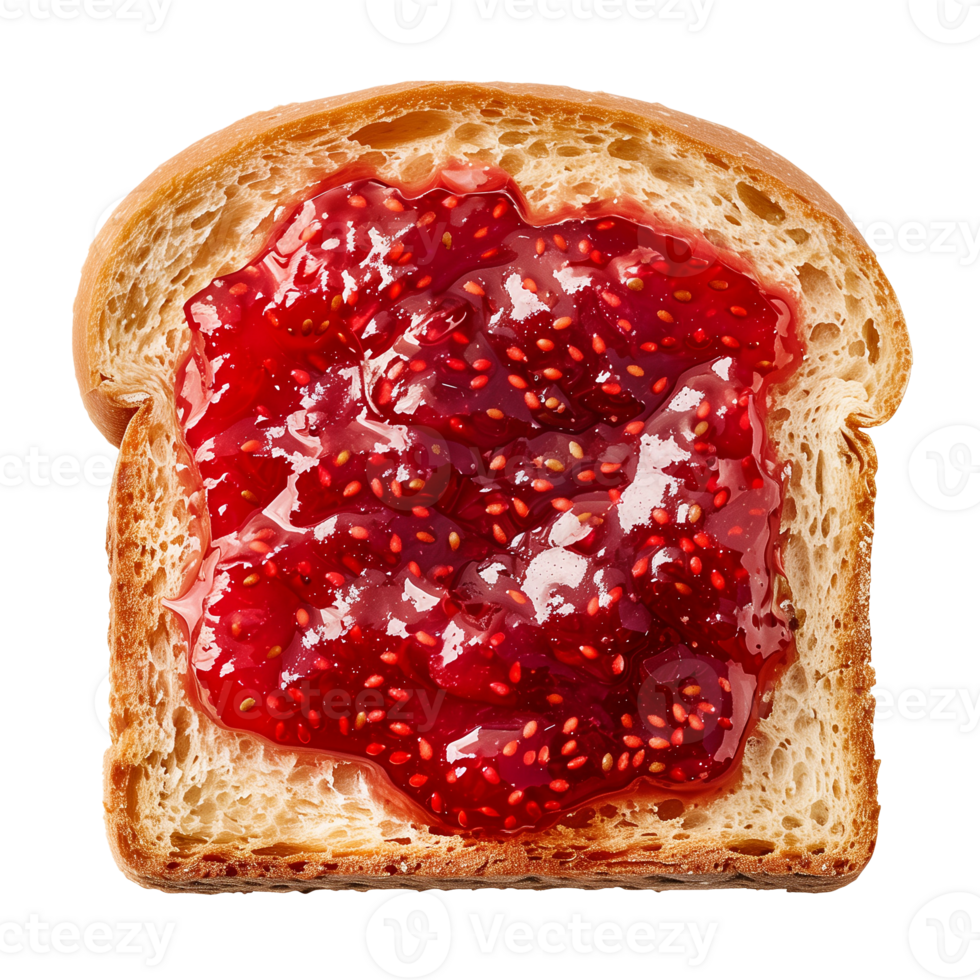 AI generated Strawberry jam on bread toast Isolated on transparent background png