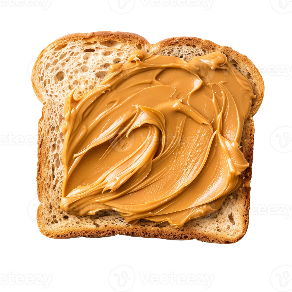 AI generated Peanut butter on bread toast Isolated on transparent background png