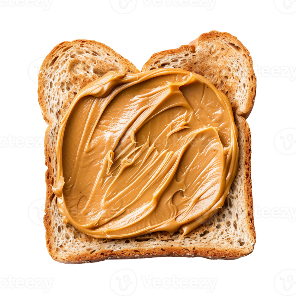 AI generated Peanut butter on bread toast Isolated on transparent background png