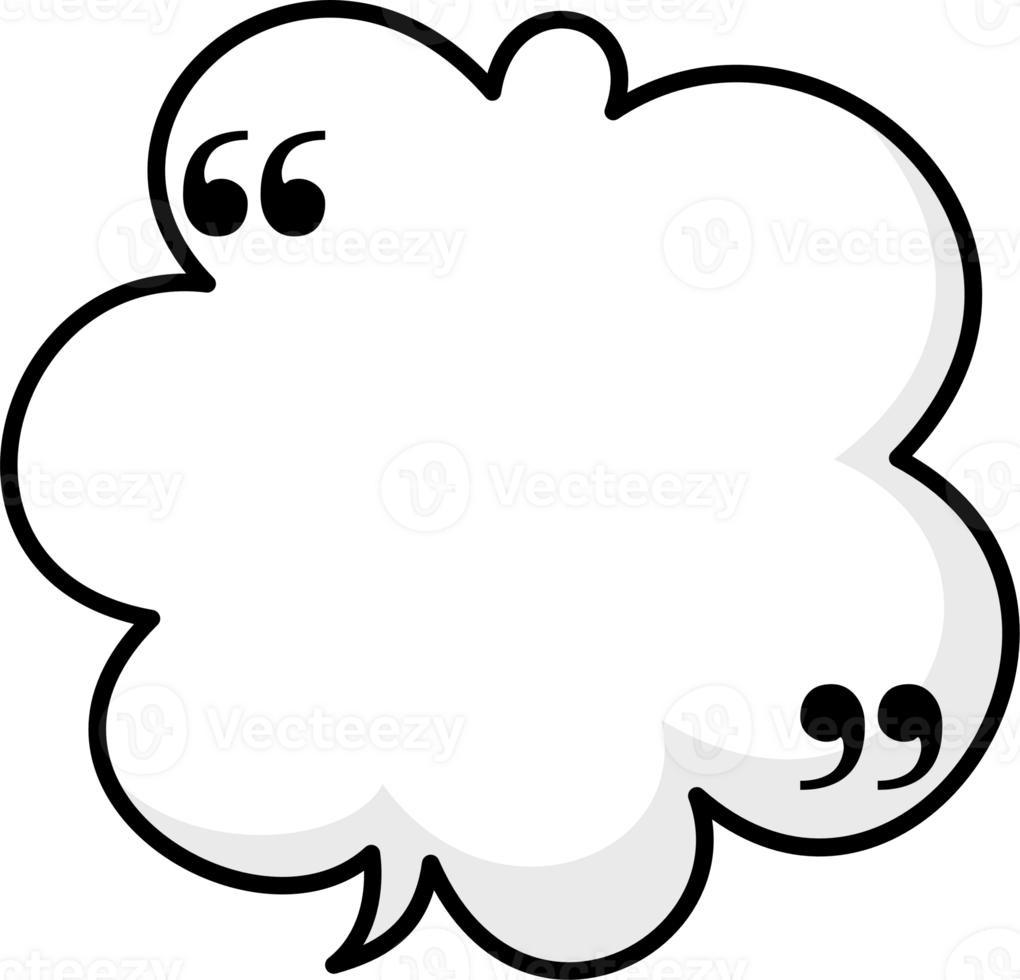 Black and white color speech bubble balloon with quotation marks, icon sticker memo keyword planner text box banner, flat png transparent element design