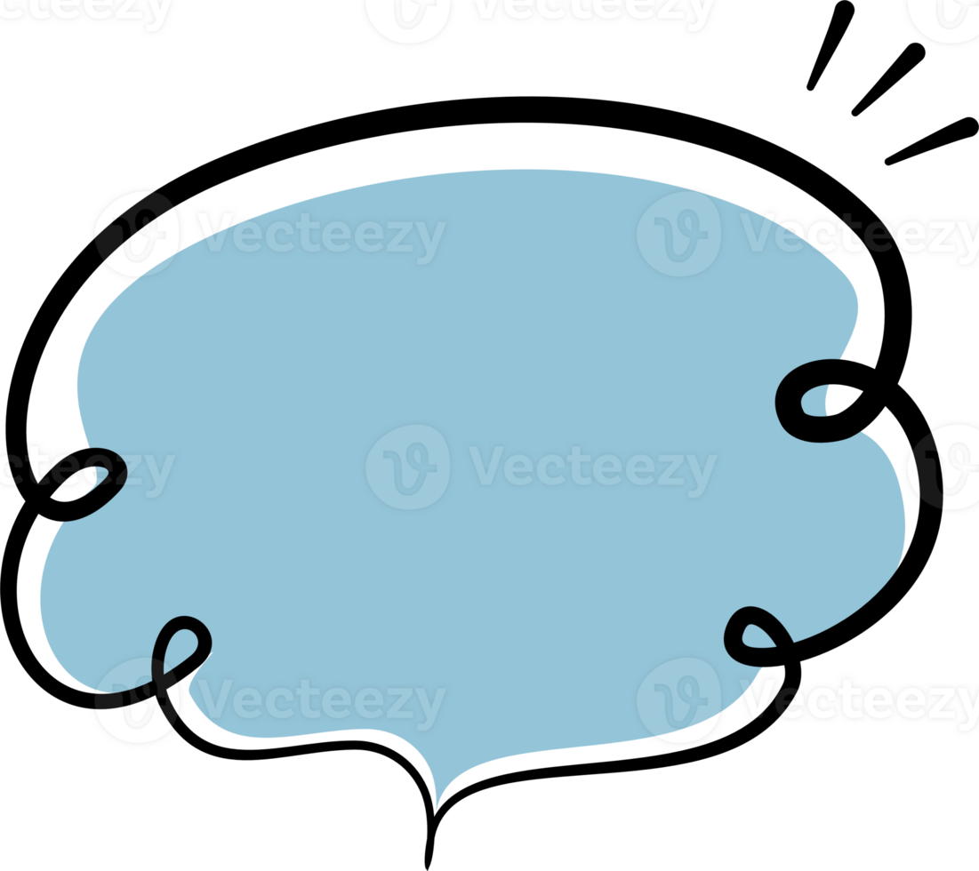 Blue color speech bubble balloon icon sticker memo keyword planner text box banner, flat png transparent element design