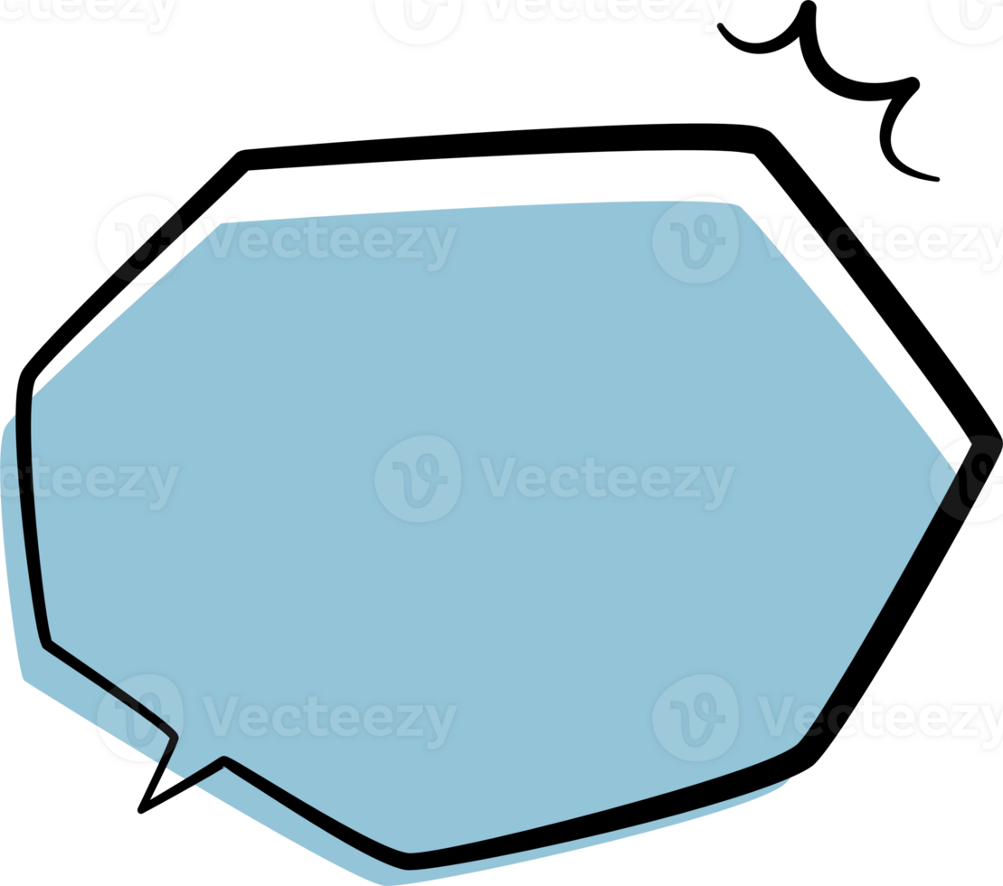 Blue color speech bubble balloon icon sticker memo keyword planner text box banner, flat png transparent element design