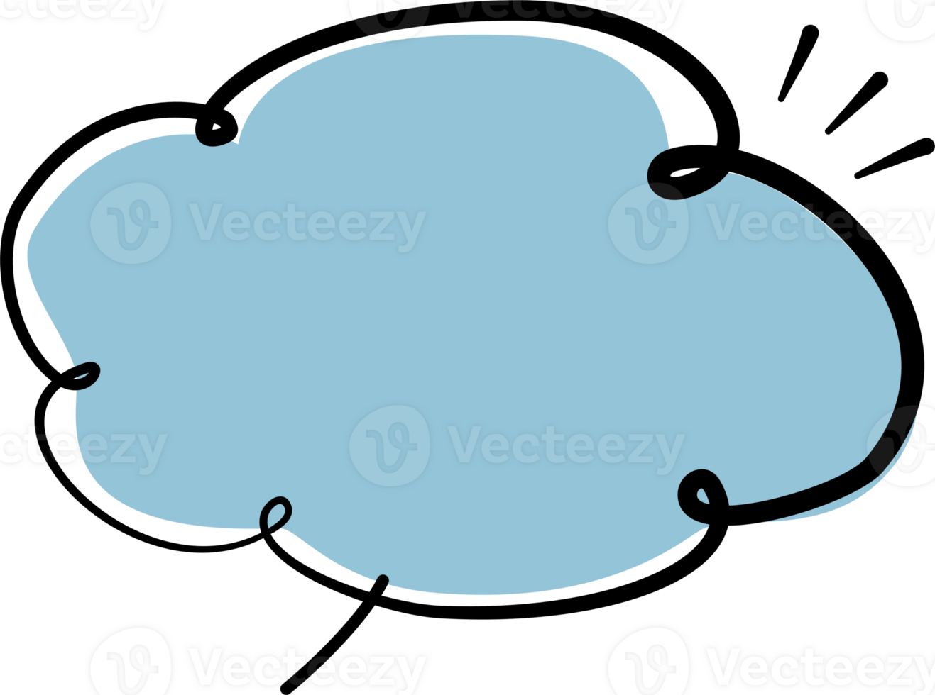 Blue color speech bubble balloon icon sticker memo keyword planner text box banner, flat png transparent element design