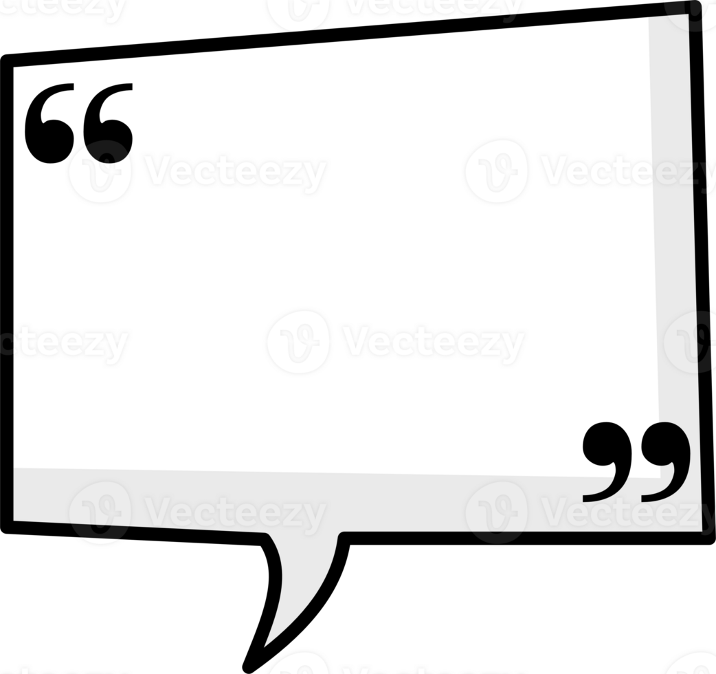 Black and white color speech bubble balloon with quotation marks, icon sticker memo keyword planner text box banner, flat png transparent element design