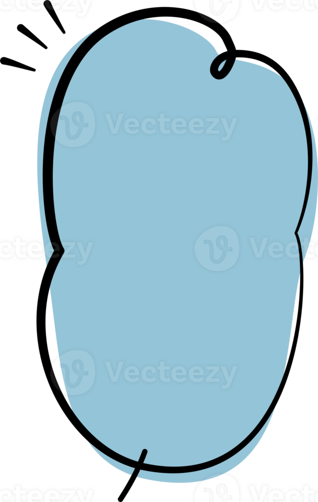 Blue color speech bubble balloon icon sticker memo keyword planner text box banner, flat png transparent element design