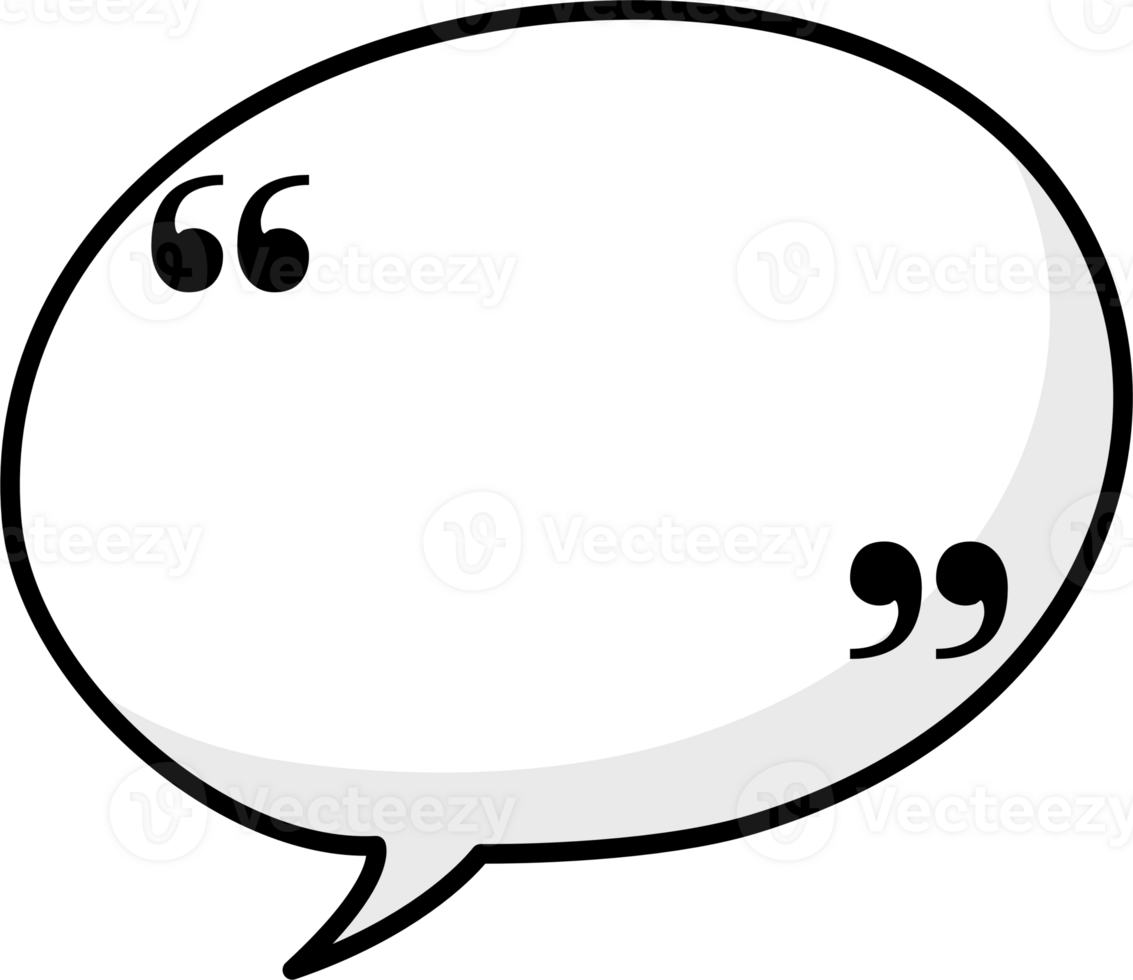 Black and white color speech bubble balloon with quotation marks, icon sticker memo keyword planner text box banner, flat png transparent element design