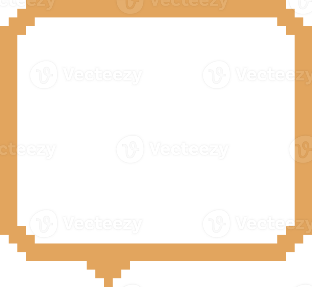 8bit yellow color retro game pixel speech bubble balloon icon sticker memo keyword planner text box banner, flat png transparent element design
