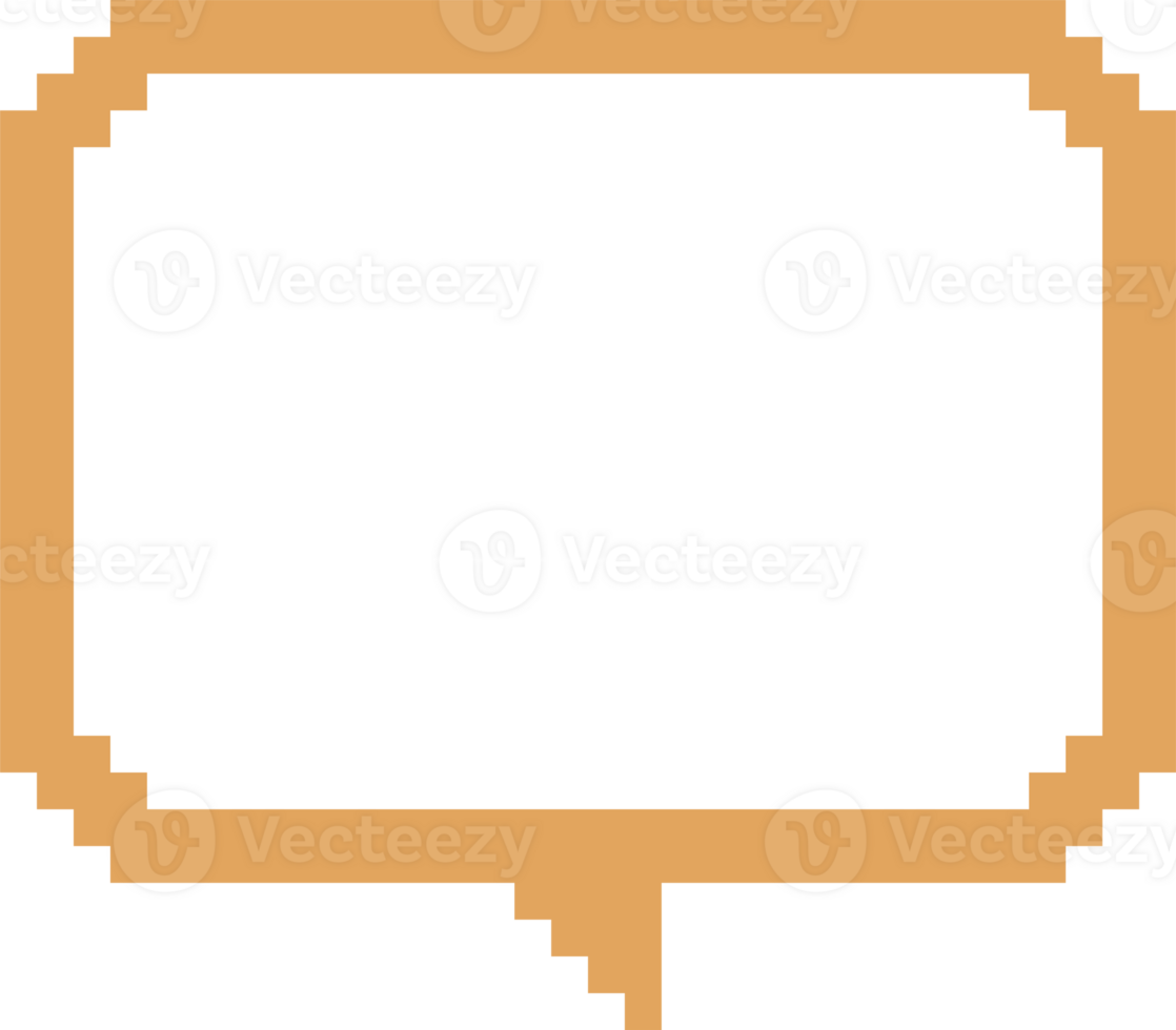 8bit yellow color retro game pixel speech bubble balloon icon sticker memo keyword planner text box banner, flat png transparent element design