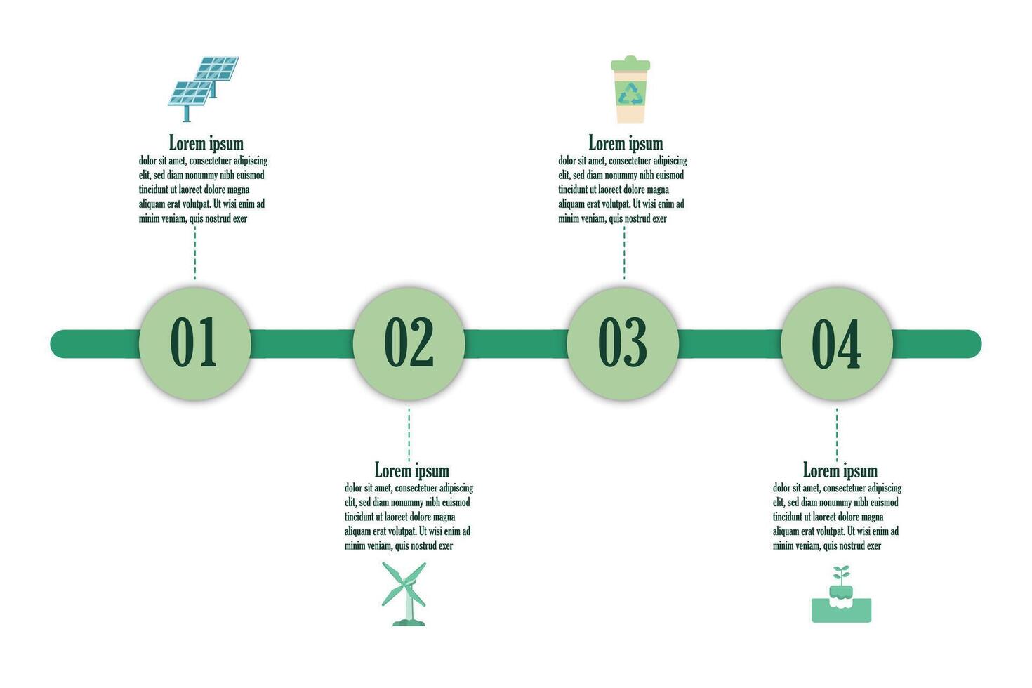 Infographic renewable energy template for energy consumption sustainable information presentation. Vector geometry and icon elements. ecology modern workflow diagrams. Report plan 4 topics