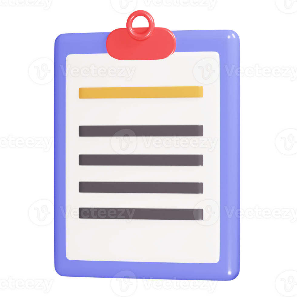 Clip board icon 3d render illustration png