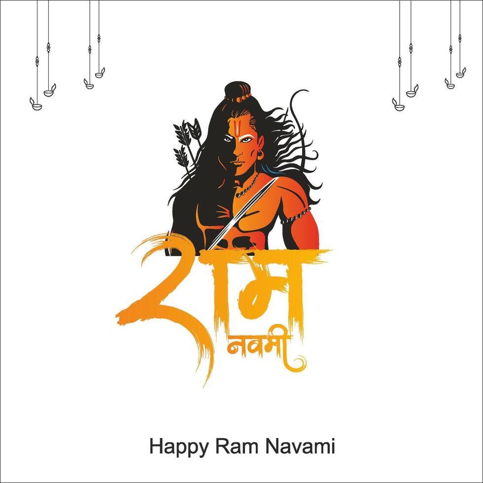 Shree Ram Navami celebration background for religious holiday of India vector