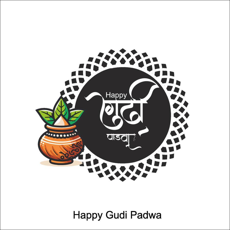 contento gudi Padwa celebracion de India. vector ilustración diseño