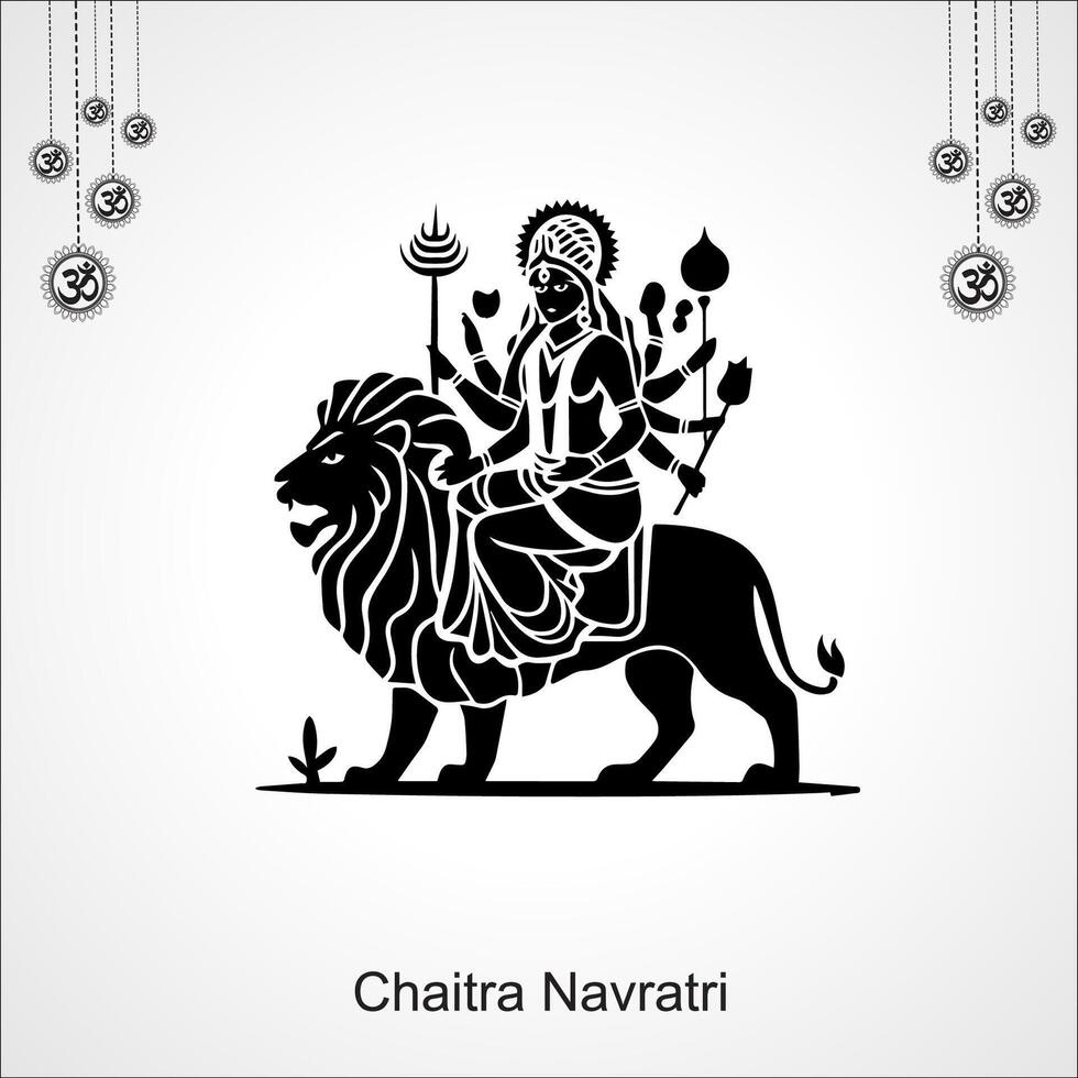 Happy chaitra navratri celebration Navratri wishes greeting card, written Hindi text means happy navratri vector