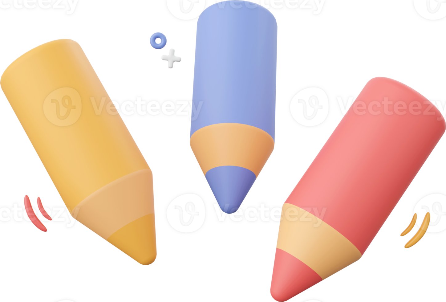 Colored pencils, 3d illustration elements of school supplies png