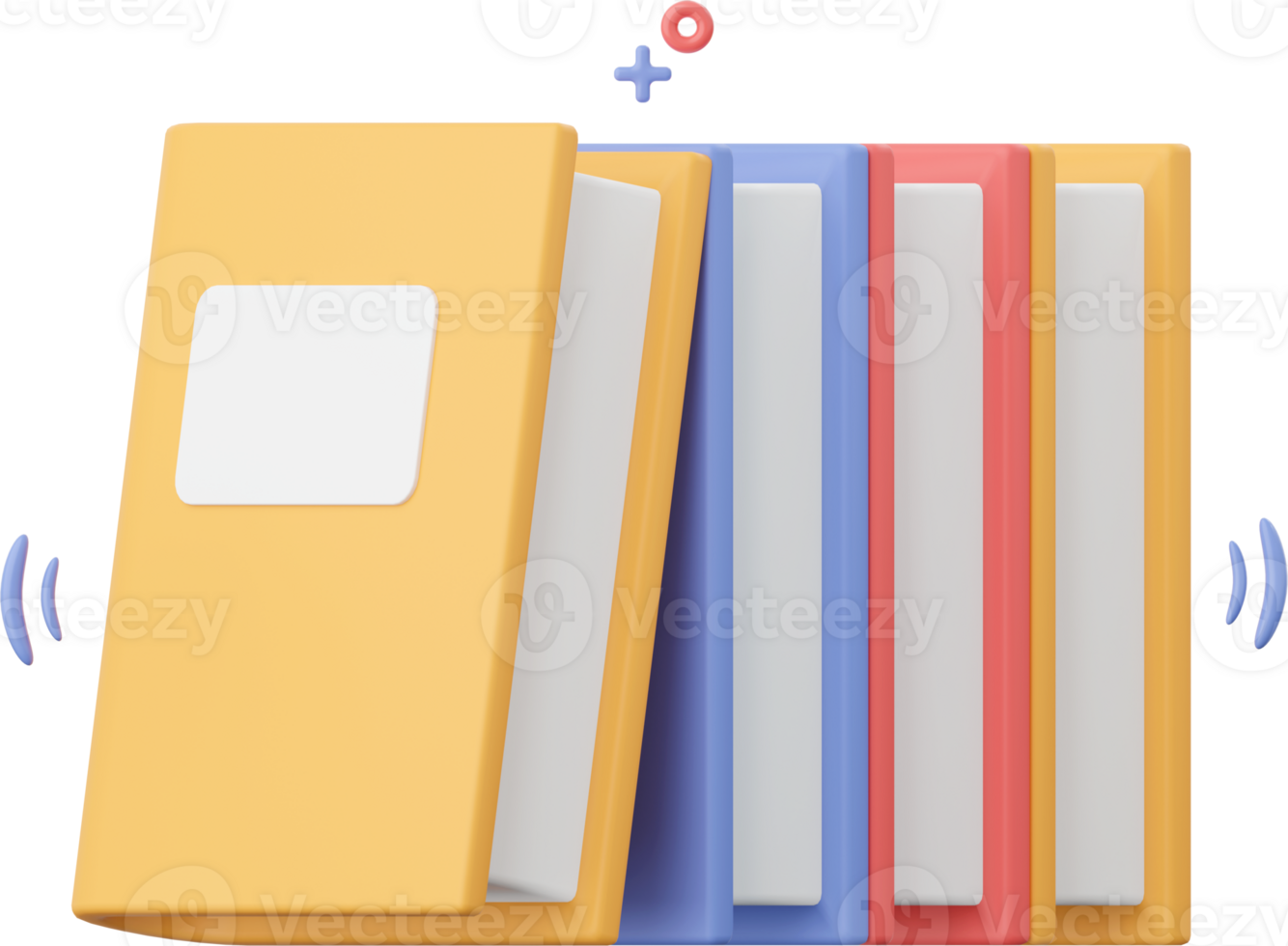 Books, 3d illustration elements of school supplies png