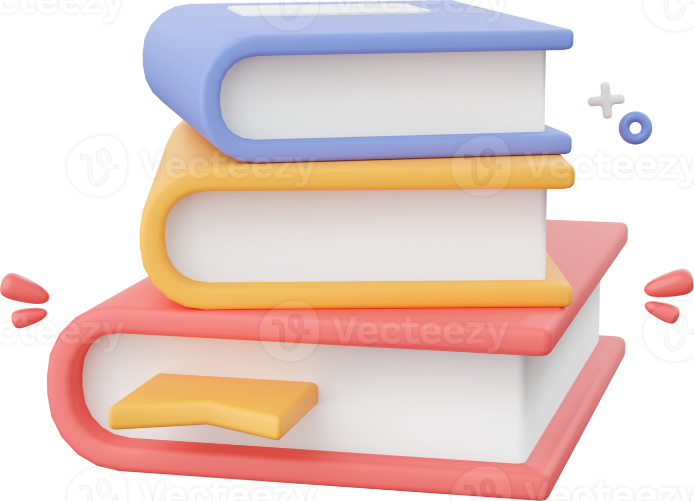 Books, 3d illustration elements of school supplies png