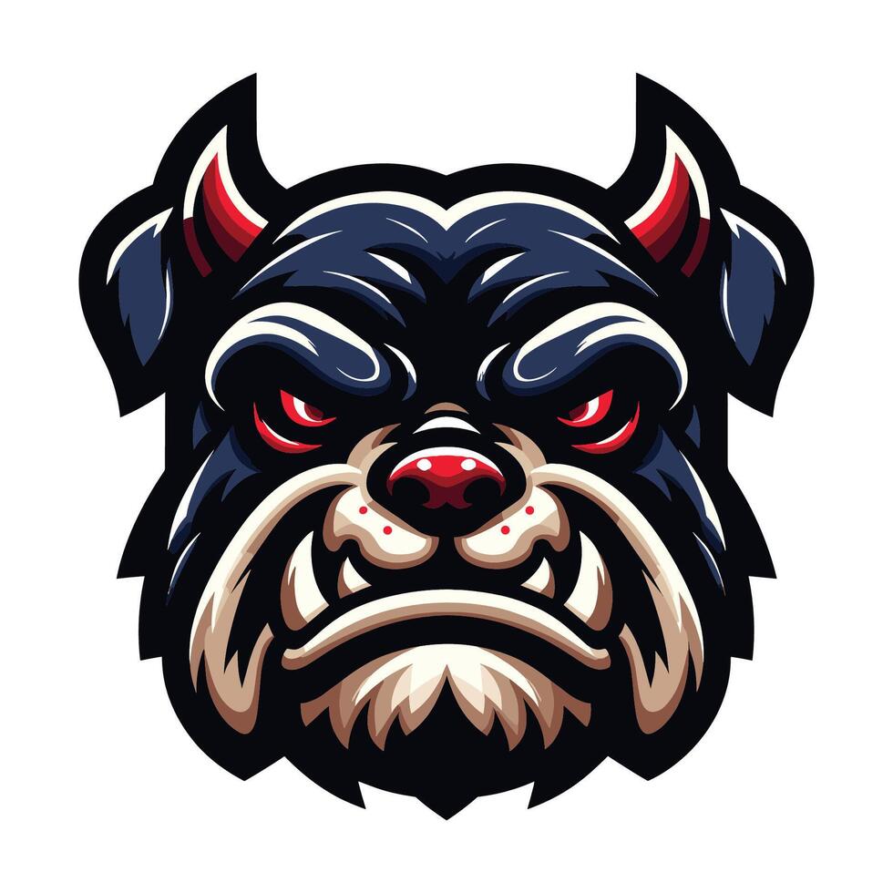 AI generated brave animal bulldog head face mascot design vector illustration, logo template isolated on white background
