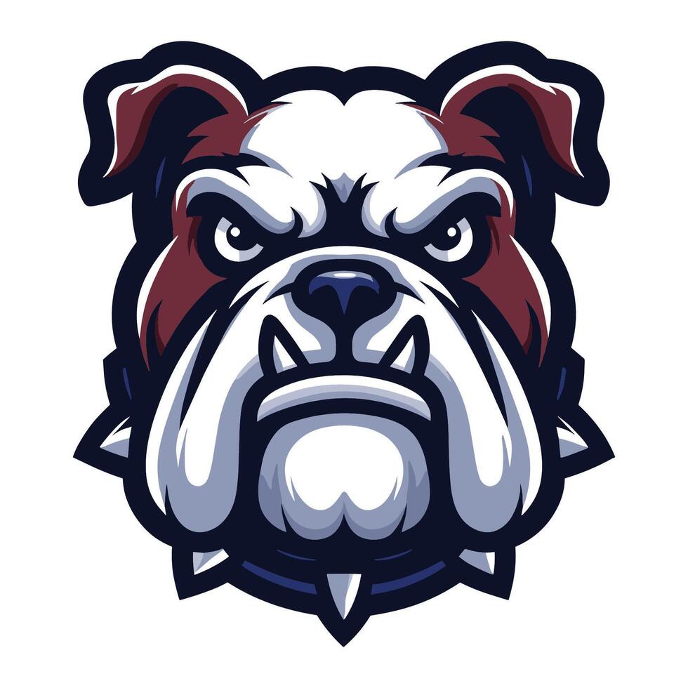 AI generated brave animal bulldog head face mascot design vector illustration, logo template isolated on white background