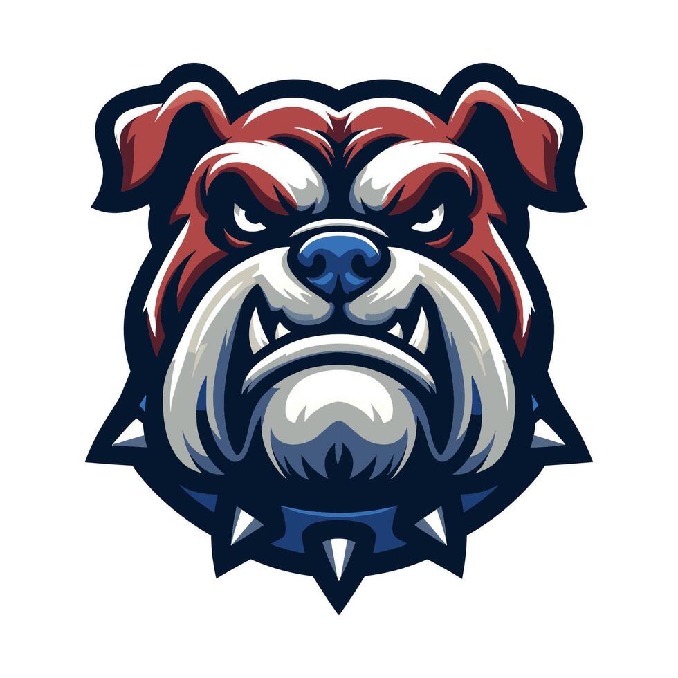 AI generated brave animal bulldog head face mascot design vector illustration, logo template isolated on white background