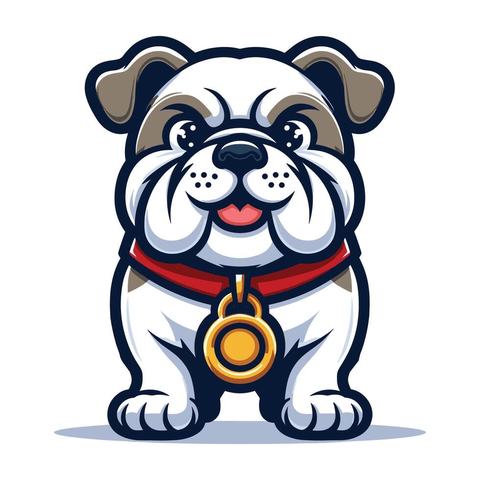 AI generated Cute cartoon bulldog puppy mascot character design vector, logo template isolated on white background vector
