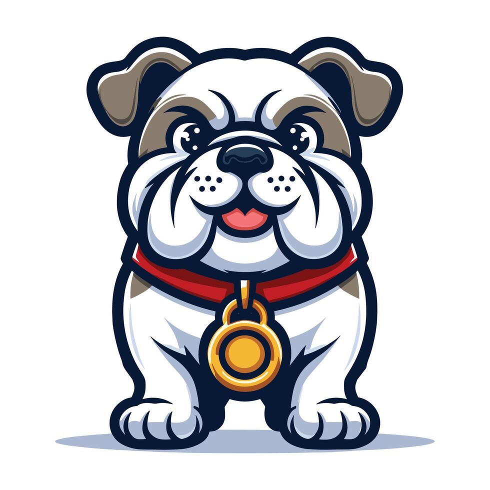 ai generado linda dibujos animados buldog perrito mascota personaje diseño vector, logo modelo aislado en blanco antecedentes vector