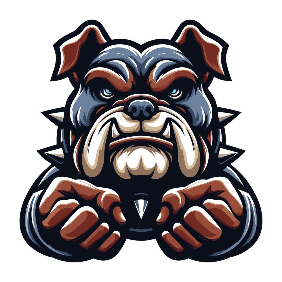 AI generated Strong athletic body muscle bulldog mascot design vector illustration, logo template isolated on white background