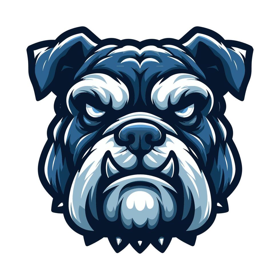 AI generated brave animal bulldog head face mascot design vector illustration, logo template isolated on white background