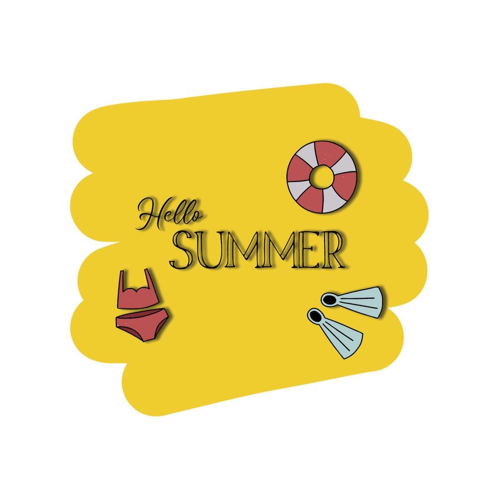 Hello summer template for social media, invitation, sale, branding, greeting crad vector