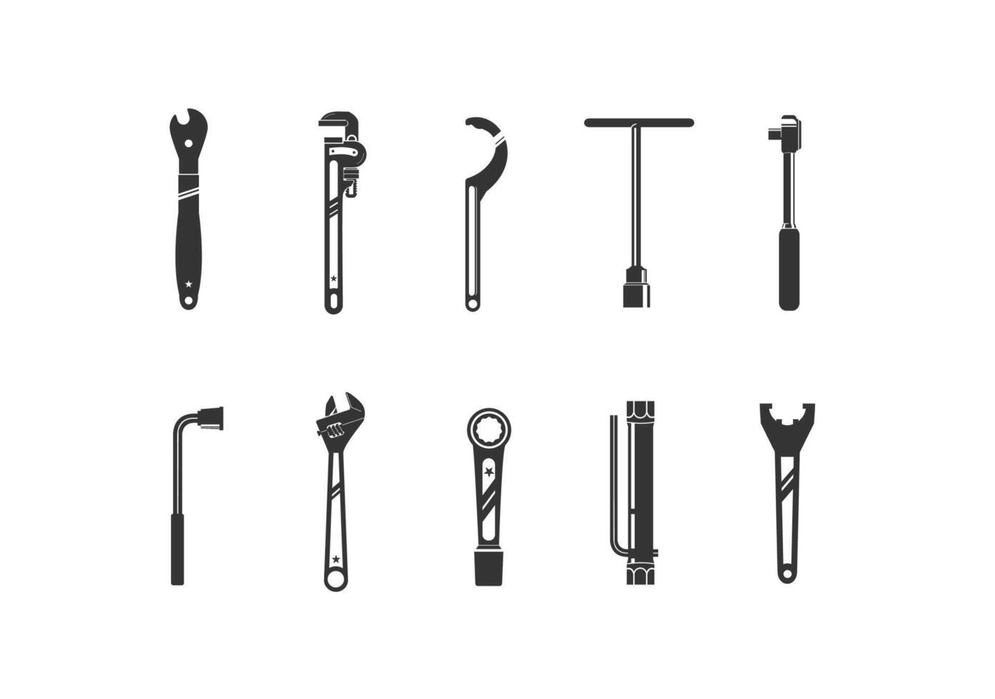 Vintage retro hipster icon set wrench. logo engineer tools silhouette vector
