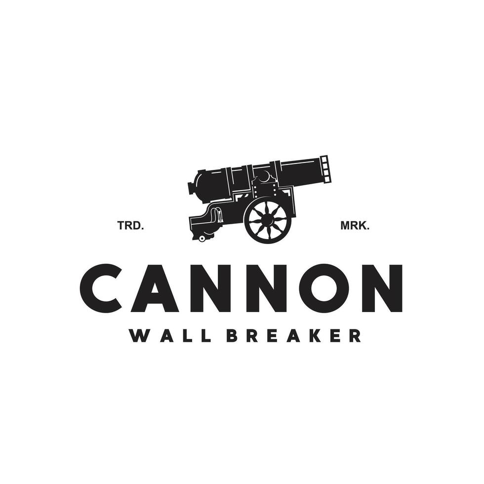 medieval traditional cannon weapon vintage logo icon vector illustration
