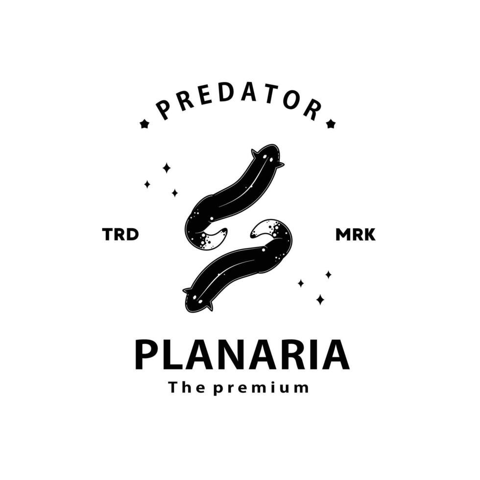 vintage retro hipster planaria logo vector outline silhouette art icon