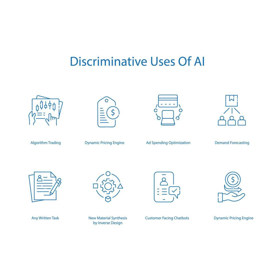 Ethical AI Discrimination Vector Icons Addressing Biases in Technology