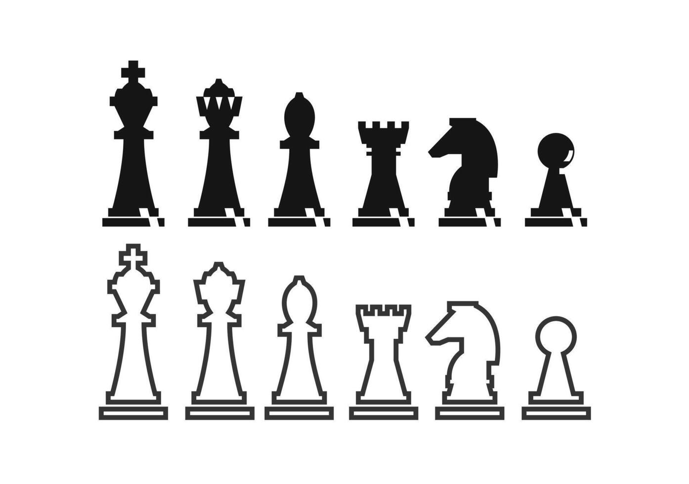 vector illustration of black and white complete chess pawn logo icon for game