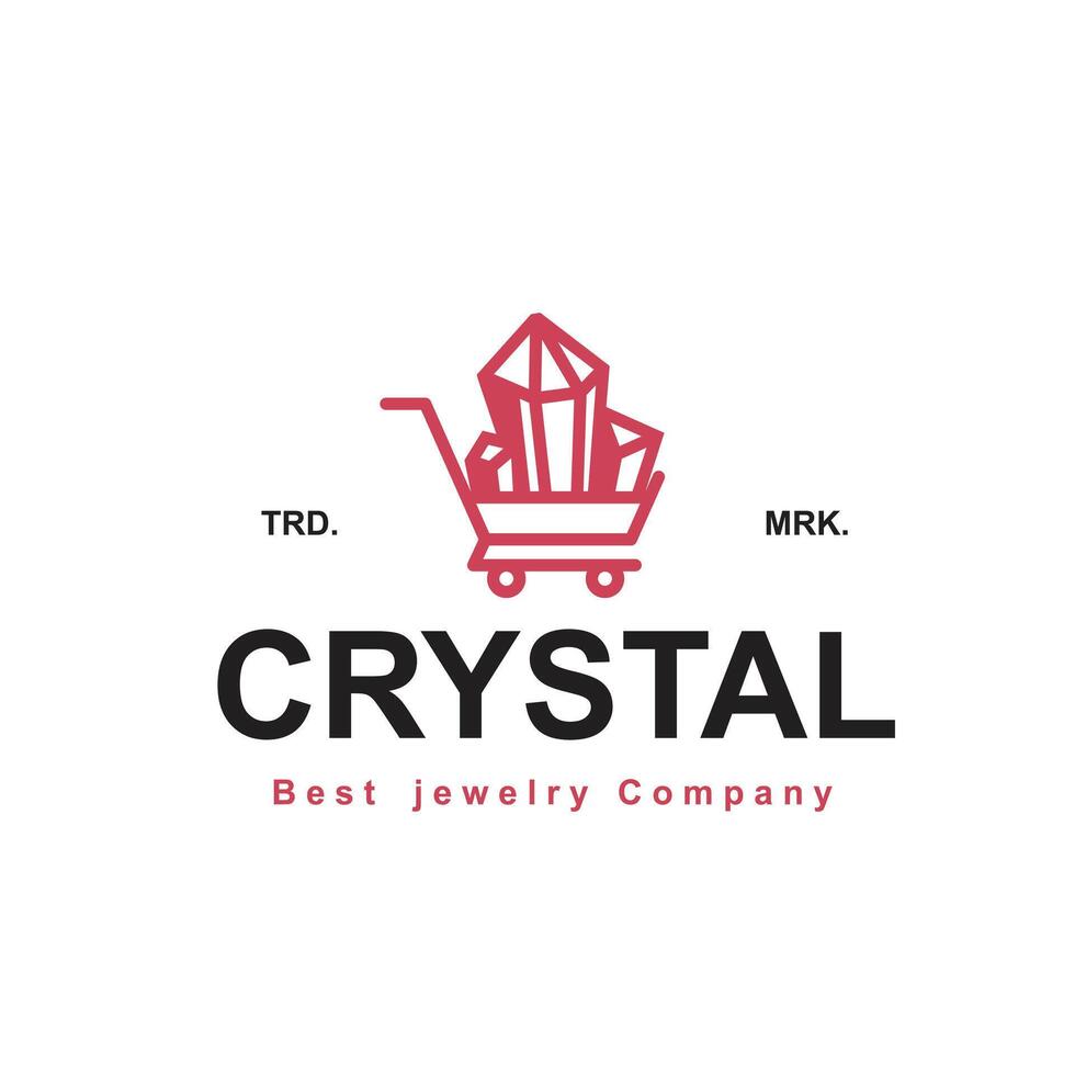 crystal stone jewelry logo icon vector illustration for trade industry and art collectors