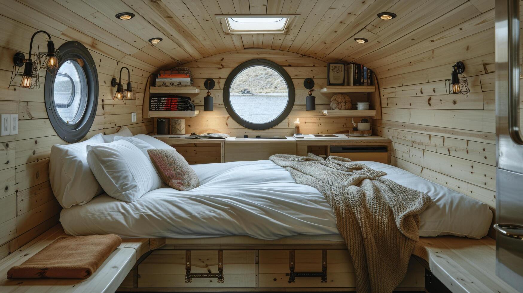 AI generated Bed in Room With Window photo