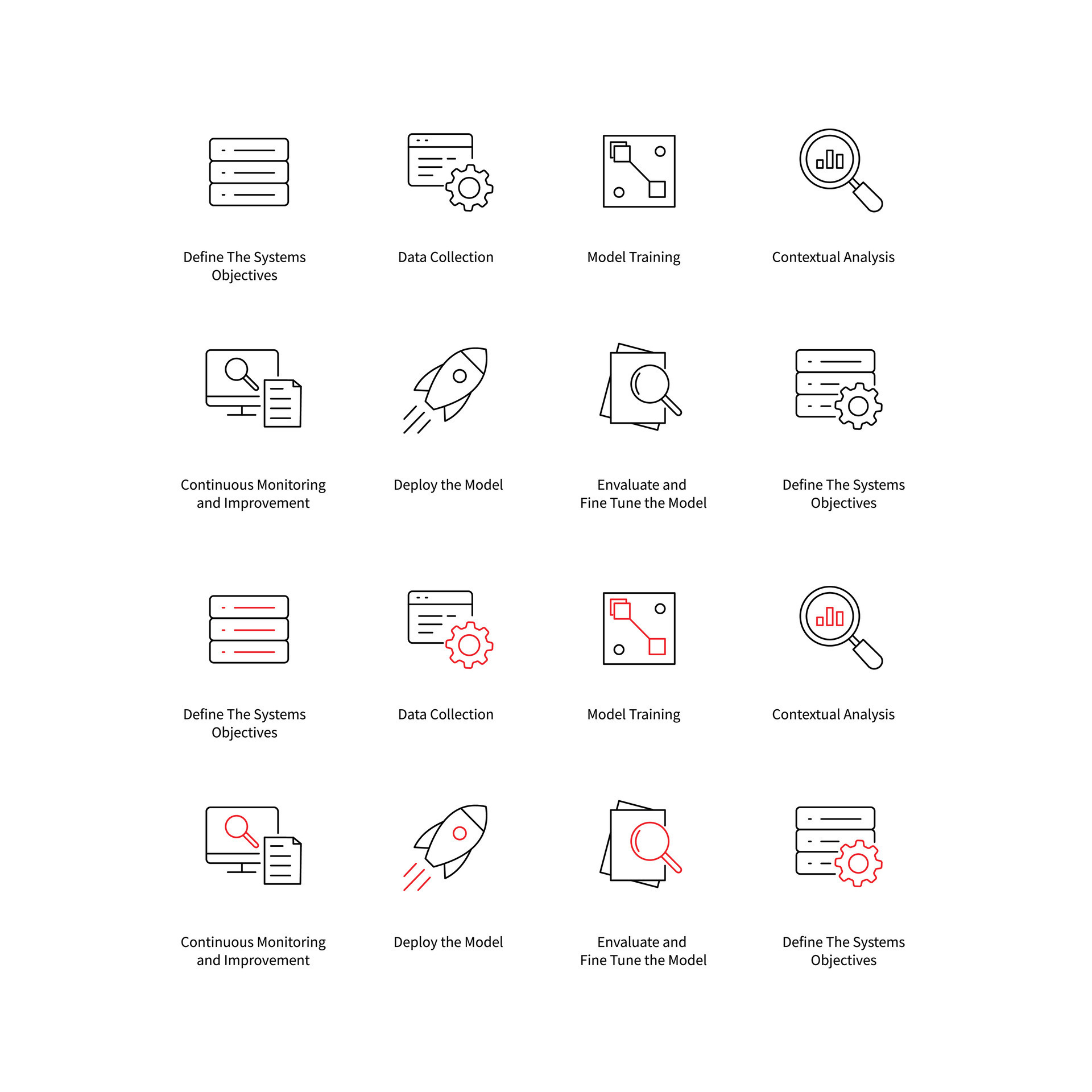 Adaptive AI Solutions Vector Icon Set Enhance Your Business Strategy 