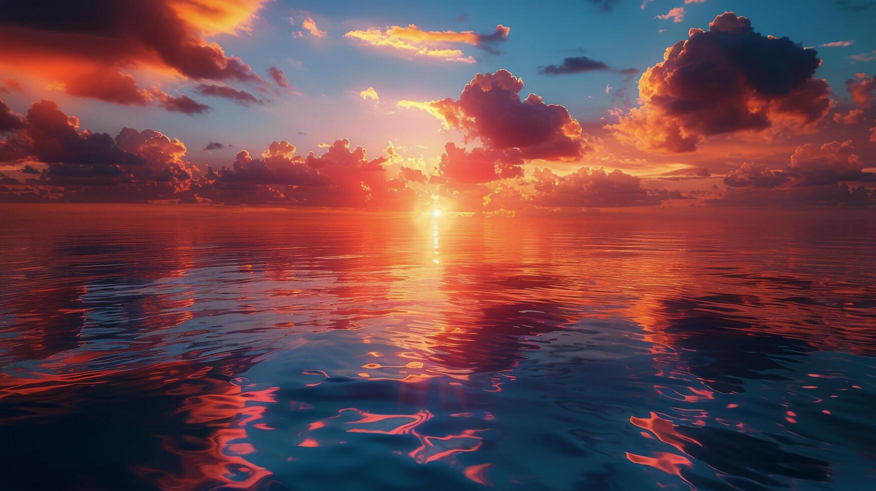 AI generated Sun Setting Over Ocean Waves photo