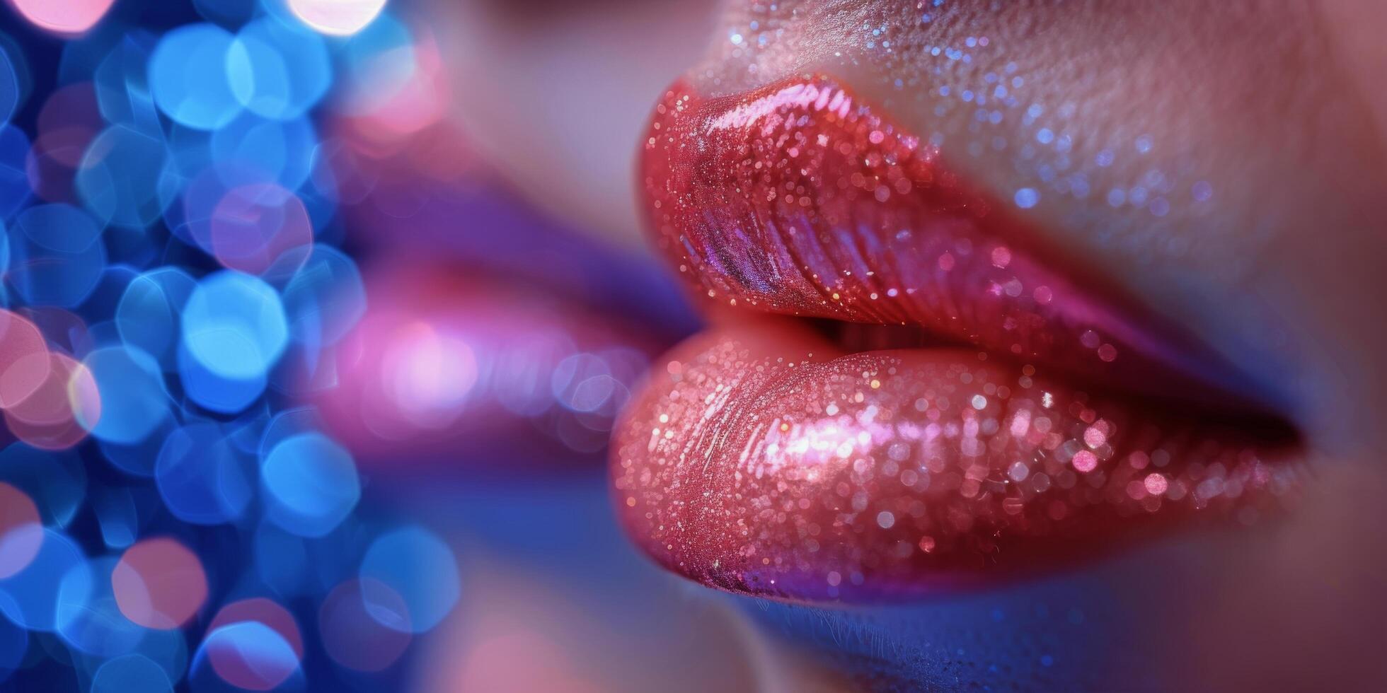 AI generated Sparkling Glitter Lips Close Up photo