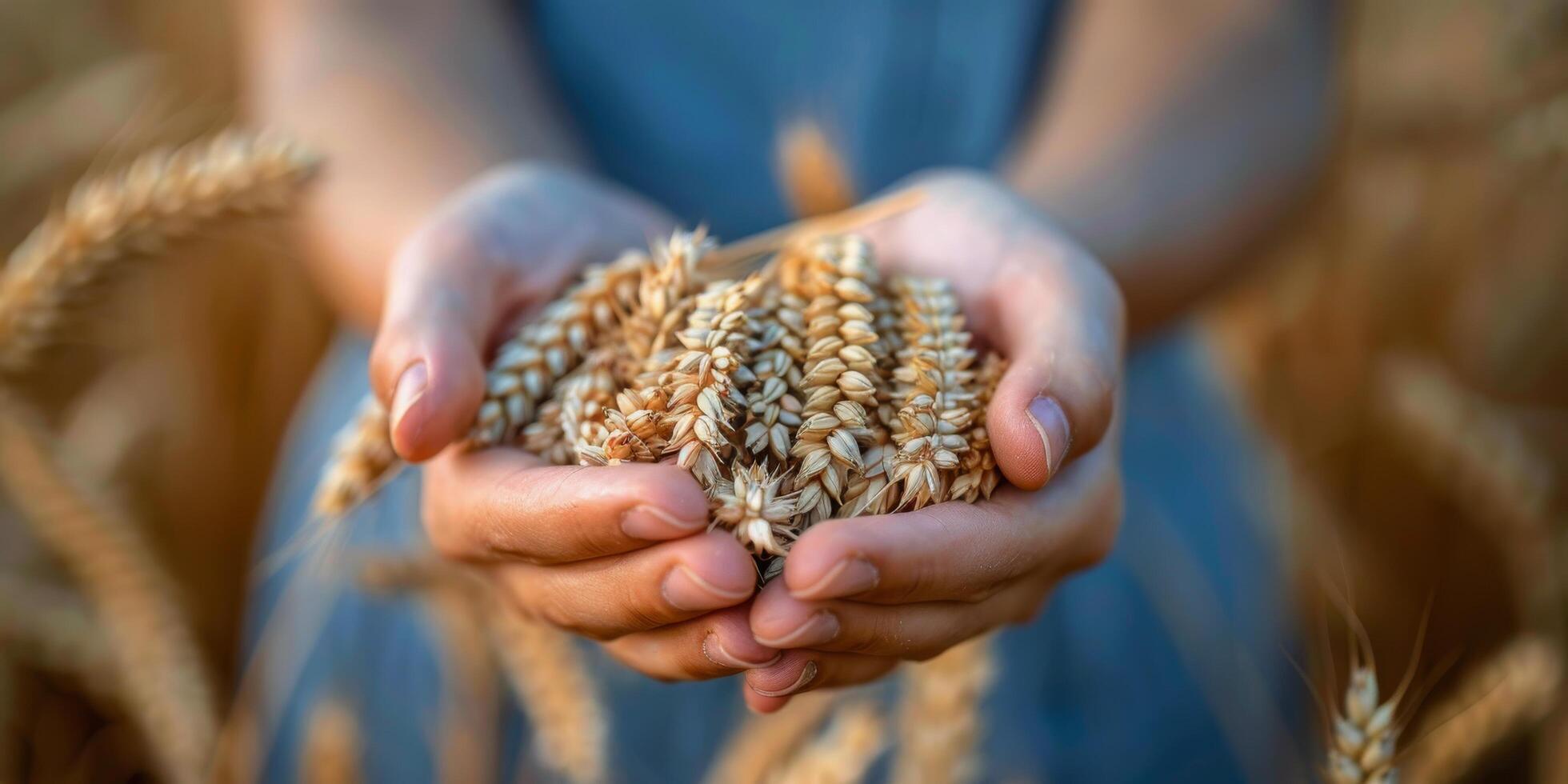AI generated Person Holding Bunch of Grain photo