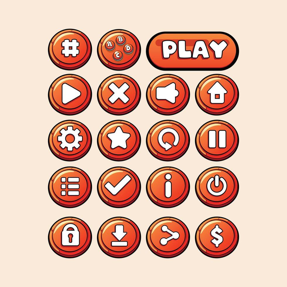 Mobile game buttons for UIUX game design vector asset