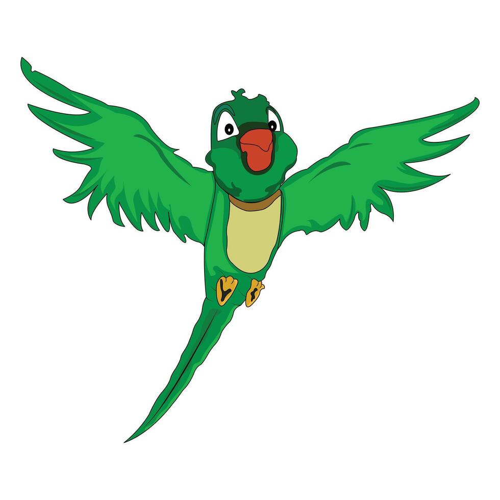 Parrot isolated on white background cartoon style vector illustration