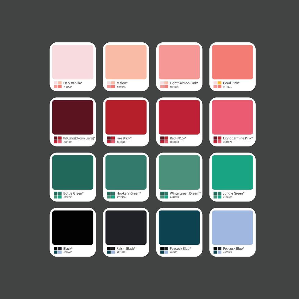 Pastel tones RGB color guide with hex code for UI UX design vector