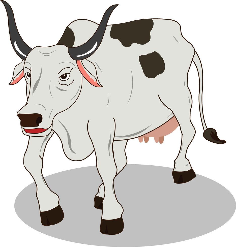 Grey cow isolated on white background cartoonist vector illustration