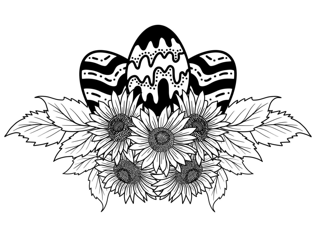 Pascua de Resurrección línea Arte huevos flor vector