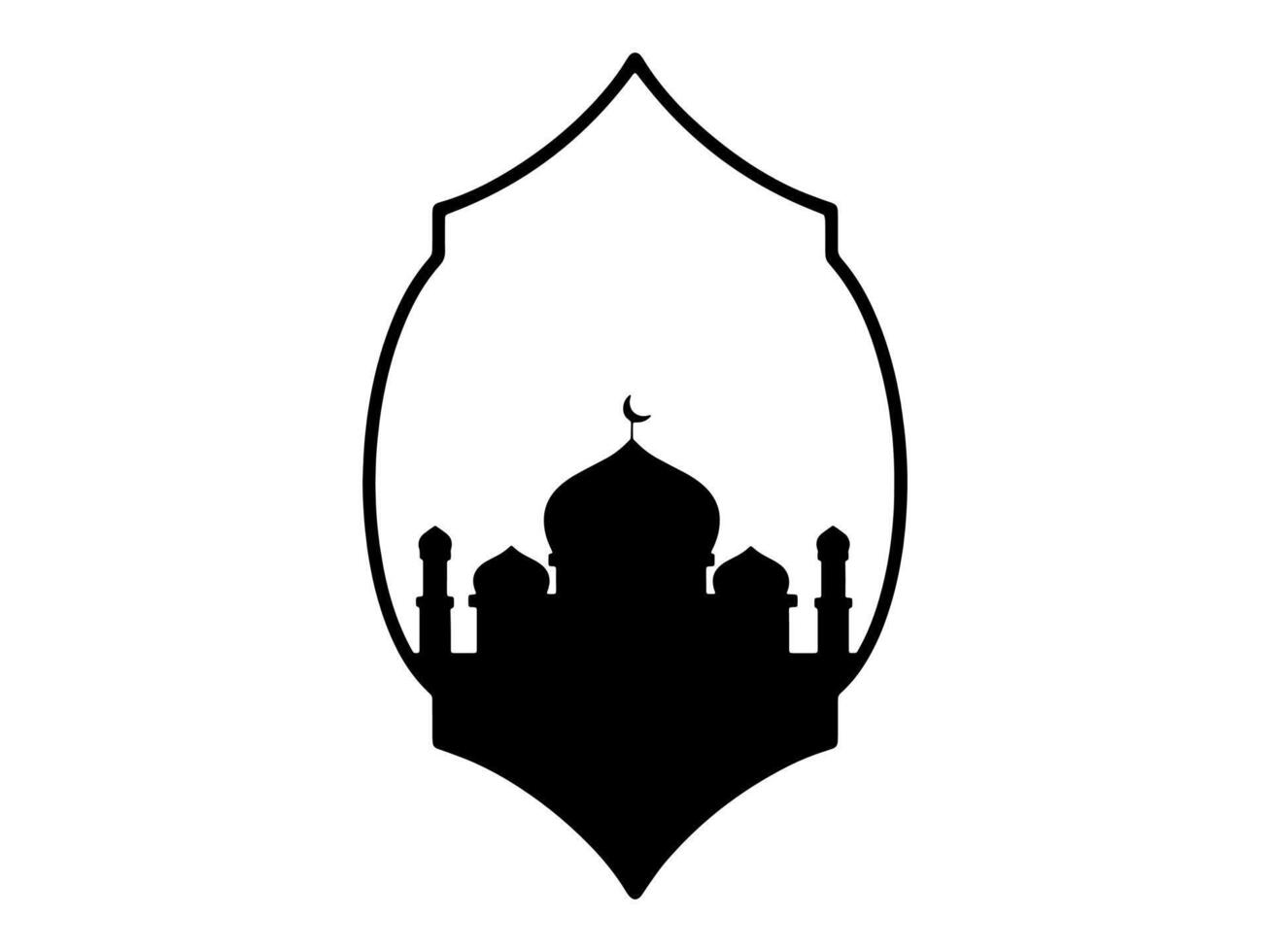 Mosque Eid Al Fitr Black and White Frame Background vector