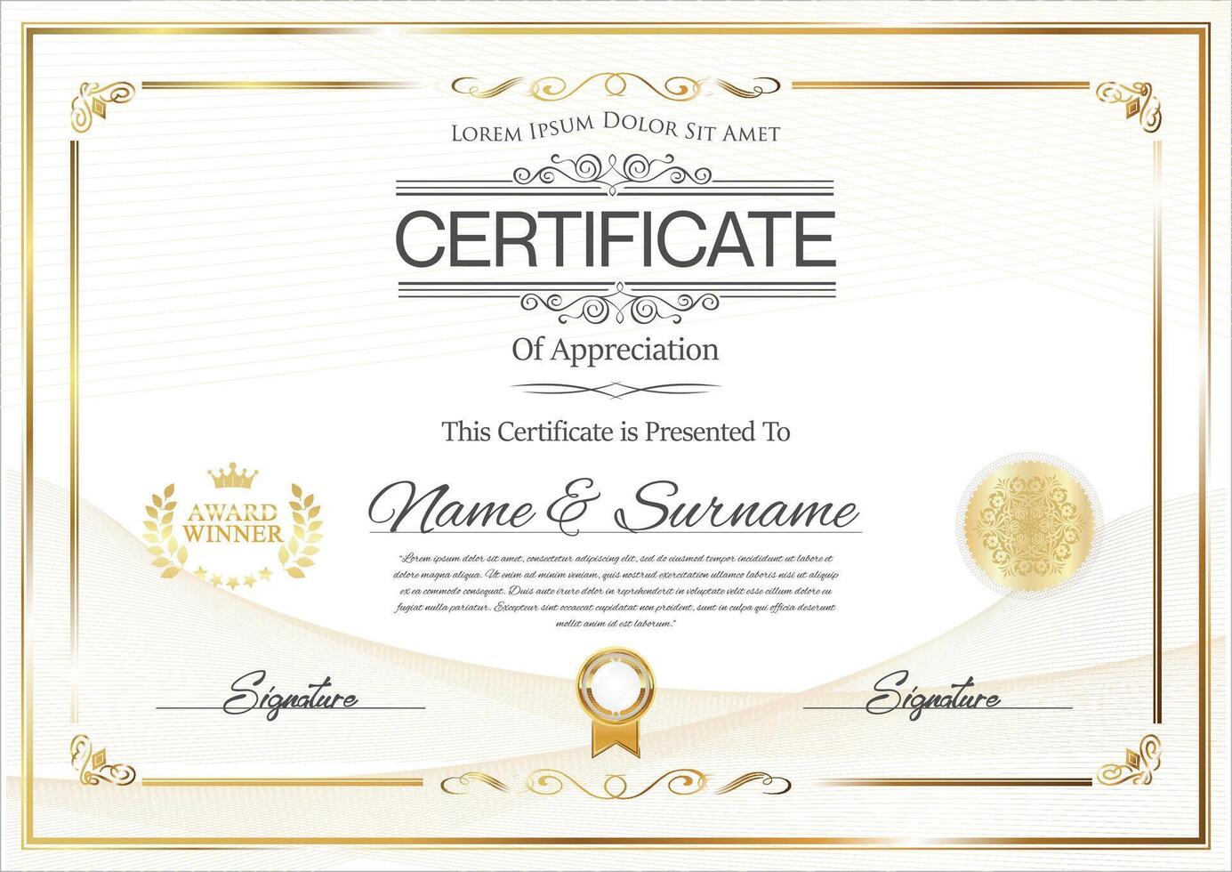 certificado con dorado sello ilustración vector