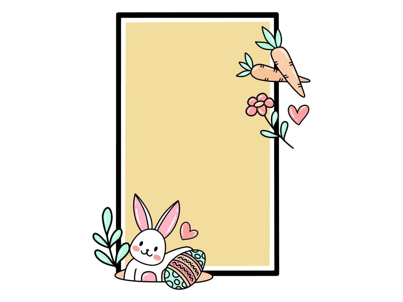 Easter Eggs and Bunnies Frame Background vector
