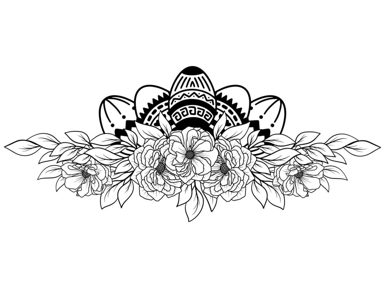 Flower Eggs Line Art for Easter vector