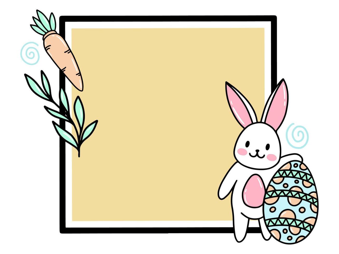 Easter Background with Cute Rabbit Frame vector