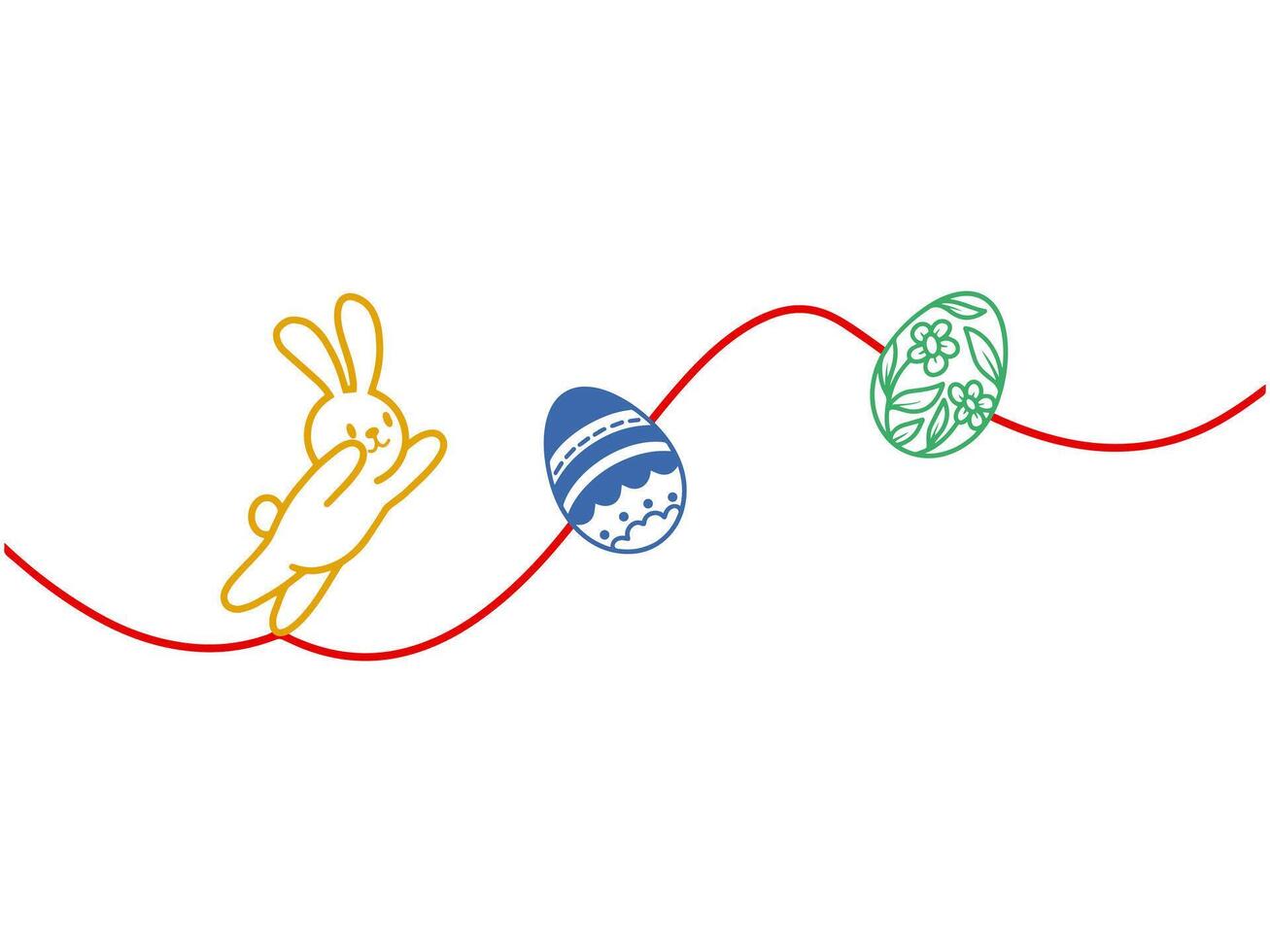 Easter Eggs Bunny with LIne vector